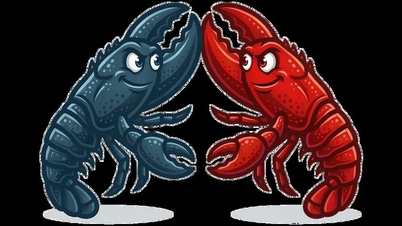 Two lobsters high-five — ClawReach connection